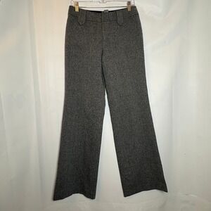 Mexx Y2K Womens Gray Herringbone Wool Blend Dress Pants Size 4 Wide Leg Low Rise